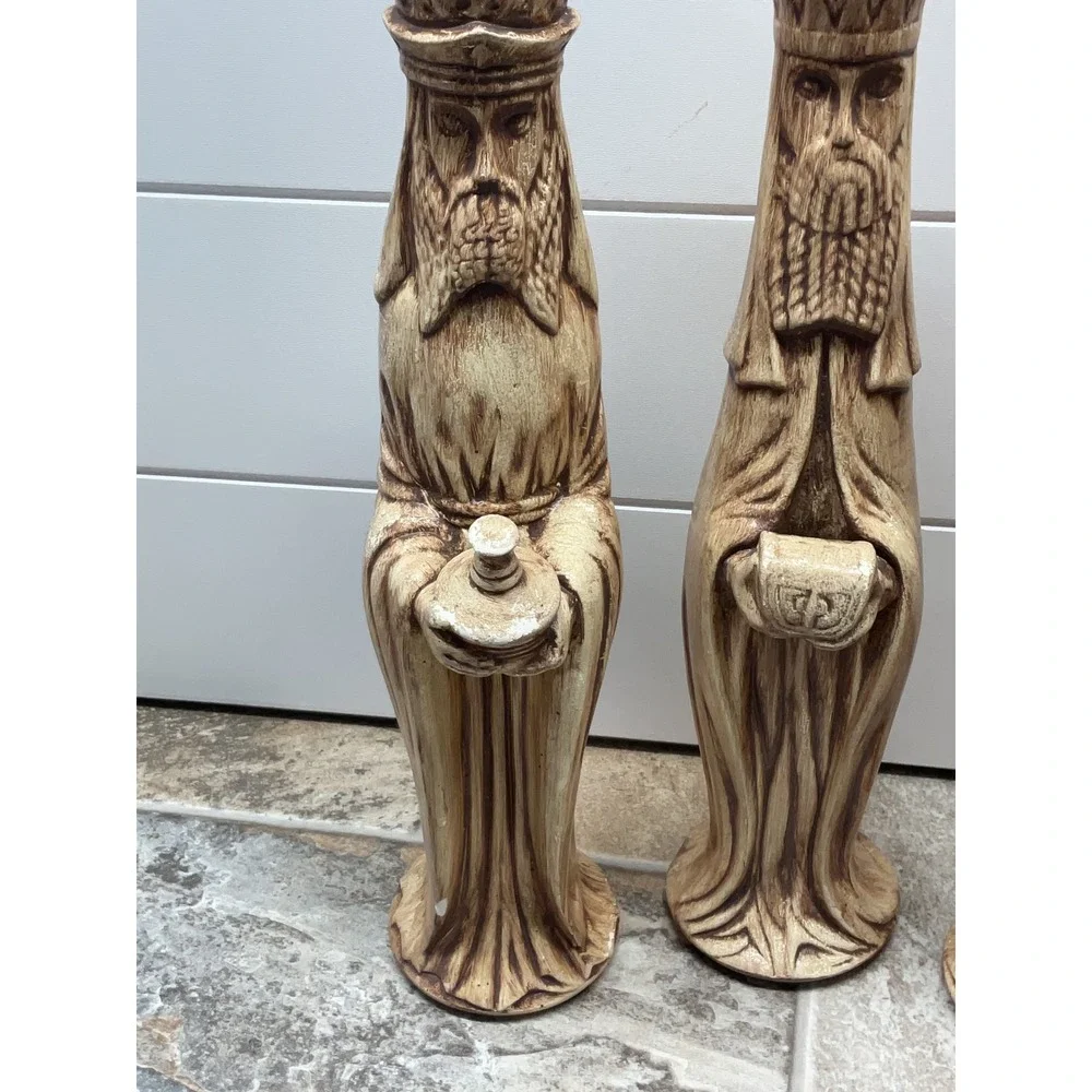 Vintage 1975 Denise Signed Ceramic Three Wise Men Nativity Set 12.5